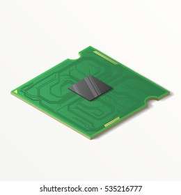 Central processing unit Isolatet on white background. Flat style isometric.