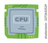 Central Processing Unit as Personal Computer Accessory and Component Vector Illustration