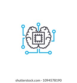 Central processor linear icon concept. Central processor line vector sign, symbol, illustration.