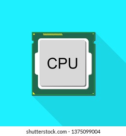Central Processor Unit line vector icon for computer. CPU icon flat style. CPU Vector graphic. CPU Illustration. Basic CPU icon.
