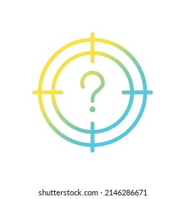 Central question gradient linear vector icon. Main problem solution. Searching information resource. Focus on target. Thin line color symbol. Modern style pictogram. Vector isolated outline drawing