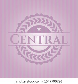 Central realistic pink emblem. Vector Illustration. Detailed.