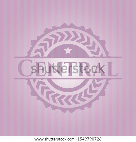 Central realistic pink emblem. Vector Illustration. Detailed.