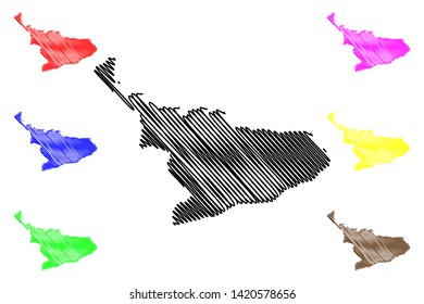 Central Region (Administrative divisions of Ghana, Republic of Ghana) map vector illustration, scribble sketch Central map