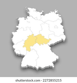 Central region location within Germany 3d isometric map