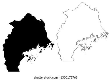 Central Region (Regions of Uganda, Republic of Uganda, Administrative divisions) map vector illustration, scribble sketch Central map