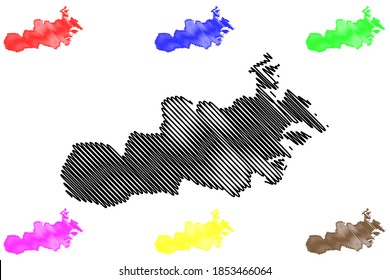 Central Region (Republic of Malta, island, archipelago, Regions of Malta) map vector illustration, scribble sketch Regjun Centrali map