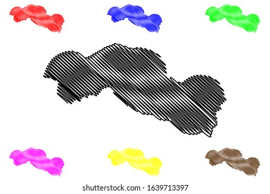 Central River Division (Subdivisions of the Gambia, Republic of The Gambia) map vector illustration, scribble sketch Central River Region map