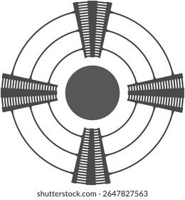 Central redonda. Elemento de faixa radial. Vetor de layout de simetria. Forma de contraste negrito.
