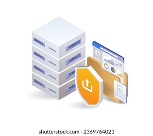 Central server data security flat illustration concept