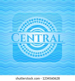 Central sky blue water wave emblem.