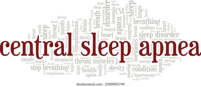 Central Sleep Apnea CSA word cloud conceptual design isolated on white background.