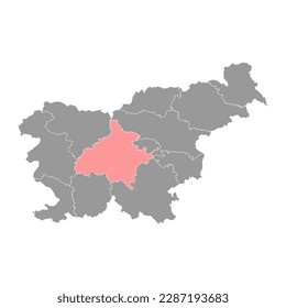 Mapa de Eslovenia central, región de Eslovenia. Ilustración vectorial.