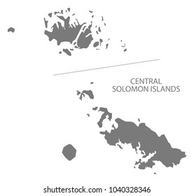 Central Solomon Islands map grey illustration shape