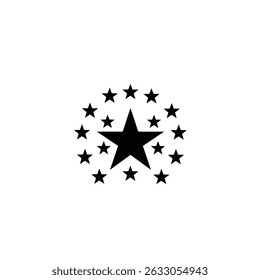 Central star surrounded by smaller stars circle design.