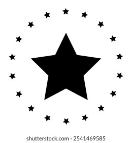 Central star. Surrounding stars. Symbol of success. Victory icon.