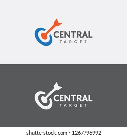 Central target logo or icon template with target circle and arrow