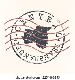 Central Transdanubia, Hungary Stamp Map Postal. Silhouette. Passport Round Design. Vector Icon. Design Retro Travel National Symbol.