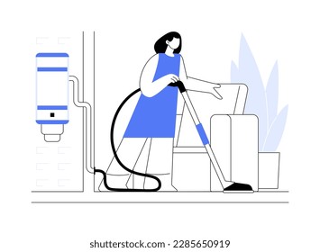 Central vacuum system abstract concept vector illustration. House appliance, remove dirt, central vacuum installation, home cleaning, filter bag, contractor service, equipment abstract metaphor.