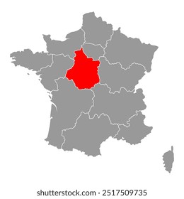 Forma de símbolo de mapa do Vale Central do Loire da França, vetor de símbolo de ícone de conceito de plano de viagem da web.