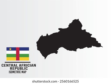 Central Afrıcıan Republıc vector map with flag next to it. Central Afrıcıan Republıc map with national flag isolated on white background. Vector illustration.