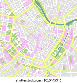 Central vienna (wien) city map illustration (No text)