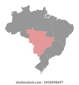 Central West Region map, Brazil. Vector Illustration.