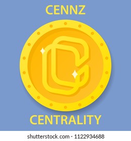 Centrality Coin cryptocurrency blockchain icon. Virtual electronic, internet money or cryptocoin symbol, logo
