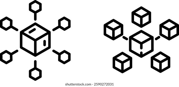 Centralized Blockchain Icon – Symbol Representing Digital Ledger Technology, Secure Transactions, and Data Integrity