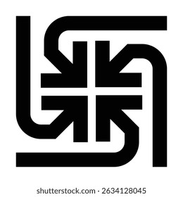 Centralized convergence Arrow, unified core, the center of direction.