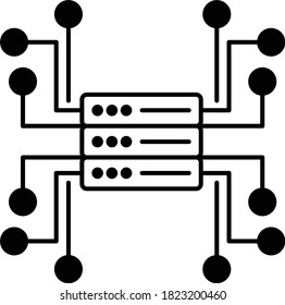 centralized decentralized Network server structure concept Vector Icon Design, Network Equipment and Web Hosting Symbol on White background, Intelligent Hardware Firewall Sign,