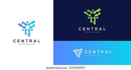 Zentralisierte Finanzpfeile bewegen sich aus drei Richtungen. abstrakte Vektorlogo Design-Symbol-Vorlage.	
