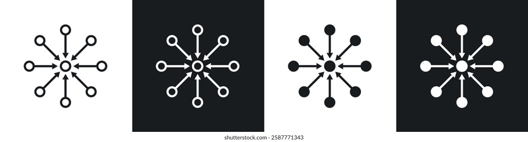 Centralized icon set black and white colors. Graphic Vector icons pack