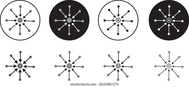 Centralized icon set. icon Vector set outline symbol illustration,
