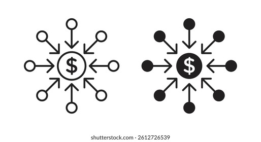 Centralized icons in black fill and line style