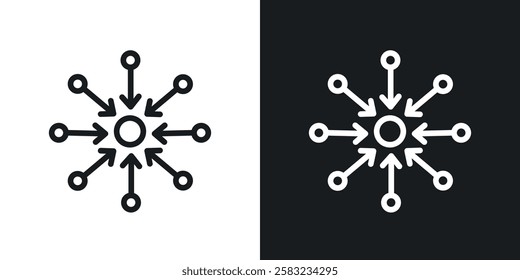 Centralized icons in black and white liner strokes for web design.