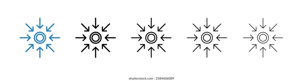 Centralized icons in five different stroke sizes