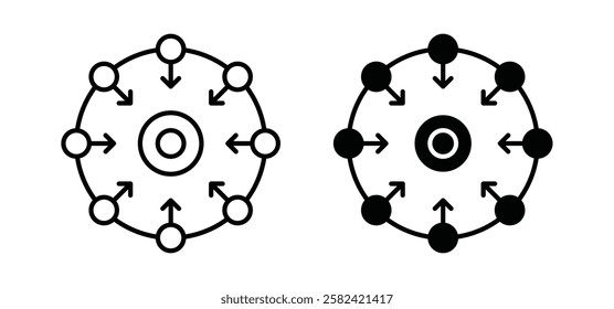 Centralized icons pack vectors in black flat and strokes