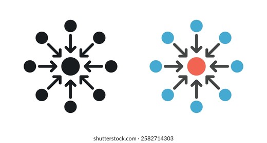 Centralized icons set vectors black and colored style