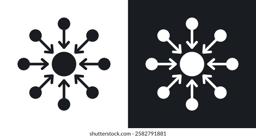 Centralized icons set vectors black and colored style