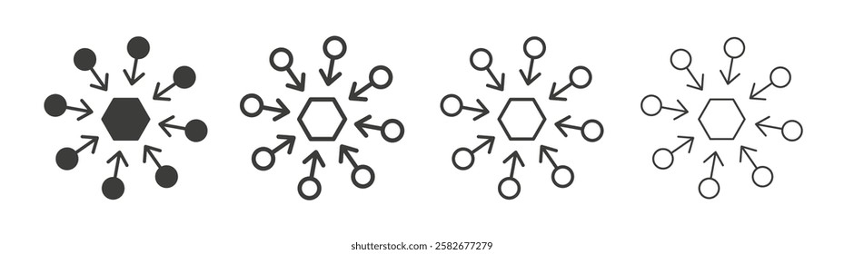 Centralized icons set vectors graphic designs