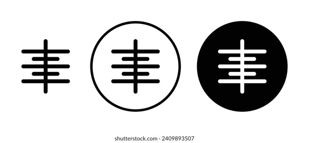 Centralized Layout and Alignment Vector Icon Set. Centered Text and Design Vector Symbol for UI Design.