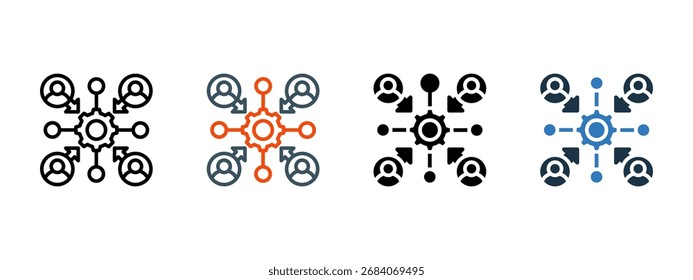 Ilustração de vetor de estilo de ícone múltiplo centralizado