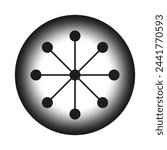 Centralized network structure icon. Hub-and-spoke model illustration. Central node with connecting points. Vector illustration. EPS 10.