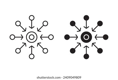 Centralized outline icon collection or set. Centralized Thin vector line art