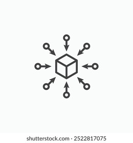 Centralized thin liner icon isolated