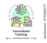 Centralized training multi color concept icon. Educational technique, data management. Round shape line illustration. Abstract idea. Graphic design. Easy to use in presentation, blog post