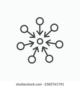 Centralized vector icon isolated in black line