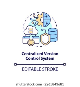 Centralized version control system concept icon. Computing technology optimization abstract idea thin line illustration. Isolated outline drawing. Editable stroke. Arial, Myriad Pro-Bold fonts used