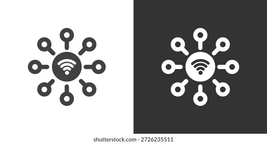 Symbol "Zentraler Wi-Fi Access Point". Symbol für durchgezogene Glyphenserie